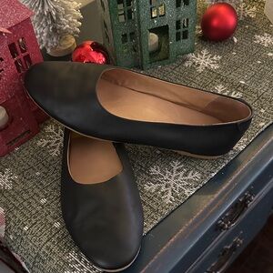 Black Leather Beek Flats Size 9